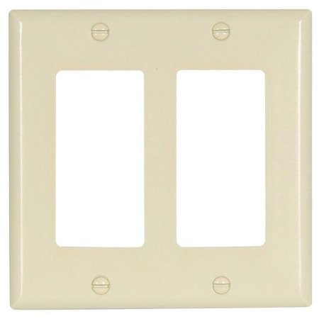 EATON WIRING DEVICES Wallplate, 412 in L, 456 in W, 2 Gang, Thermoset, Light Almond, HighGloss 2152LA-BOX